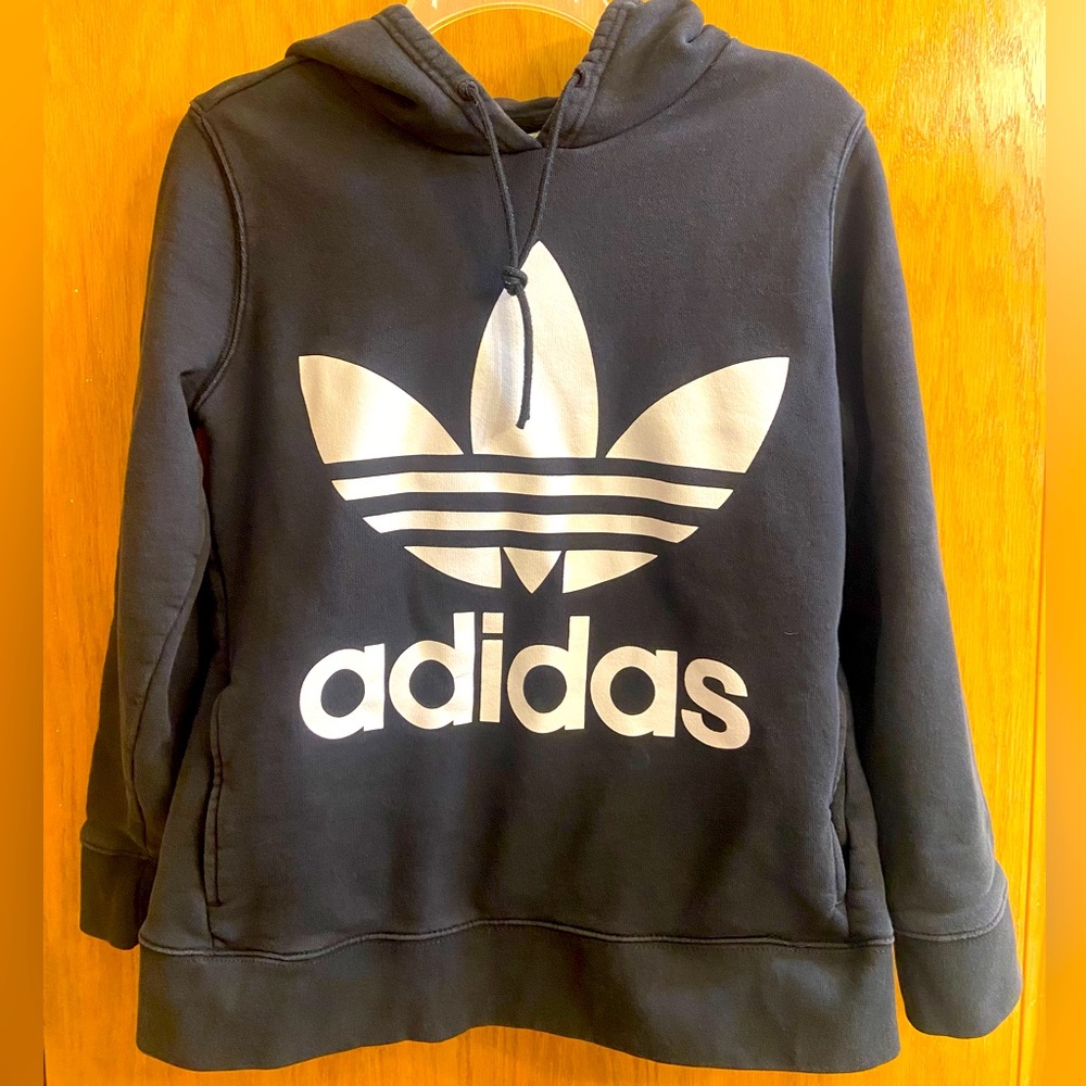 Adidas Original Woman’s TREFOIL Hoodie Black w/ White Logo Size M